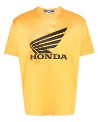 Мужская желтая футболка с круглым вырезом с принтом от Junya Watanabe MAN