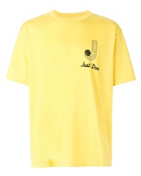 Мужская желтая футболка с круглым вырезом с принтом от Just Don
