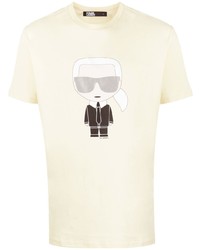 Мужская желтая футболка с круглым вырезом с принтом от Karl Lagerfeld