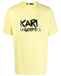 Мужская желтая футболка с круглым вырезом с принтом от Karl Lagerfeld