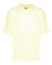 Мужская желтая футболка с круглым вырезом с принтом от Kenzo