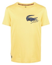 Мужская желтая футболка с круглым вырезом с принтом от Lacoste