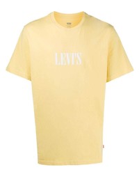 Мужская желтая футболка с круглым вырезом с принтом от Levi's