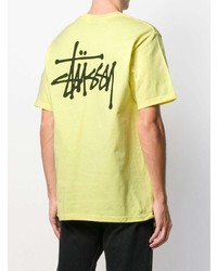 Мужская желтая футболка с круглым вырезом с принтом от Stussy