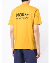 Мужская желтая футболка с круглым вырезом с принтом от Norse Projects