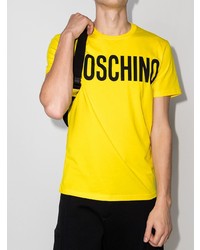 Мужская желтая футболка с круглым вырезом с принтом от Moschino