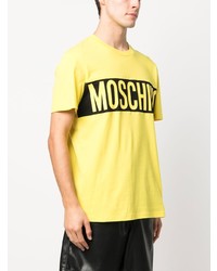 Мужская желтая футболка с круглым вырезом с принтом от Moschino