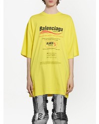 Мужская желтая футболка с круглым вырезом с принтом от Balenciaga