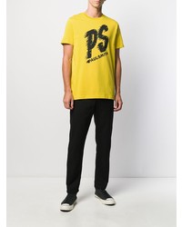 Мужская желтая футболка с круглым вырезом с принтом от PS Paul Smith