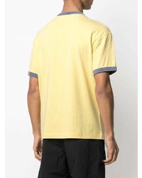 Мужская желтая футболка с круглым вырезом с принтом от Palm Angels