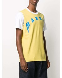 Мужская желтая футболка с круглым вырезом с принтом от Marni