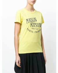Женская желтая футболка с круглым вырезом с принтом от MAISON KITSUNE