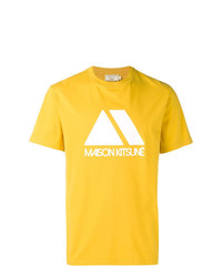 Мужская желтая футболка с круглым вырезом с принтом от MAISON KITSUNÉ