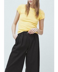 Женская желтая футболка с круглым вырезом с принтом от Mango