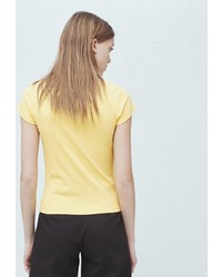 Женская желтая футболка с круглым вырезом с принтом от Mango