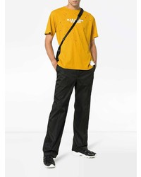 Мужская желтая футболка с круглым вырезом с принтом от Satisfy