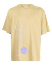 Мужская желтая футболка с круглым вырезом с принтом от Marcelo Burlon County of Milan