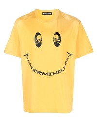 Мужская желтая футболка с круглым вырезом с принтом от Mastermind Japan