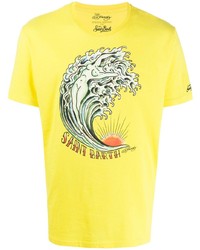 Мужская желтая футболка с круглым вырезом с принтом от MC2 Saint Barth