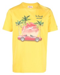 Мужская желтая футболка с круглым вырезом с принтом от MC2 Saint Barth
