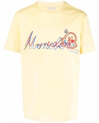 Мужская желтая футболка с круглым вырезом с принтом от Moncler