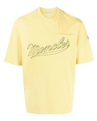Мужская желтая футболка с круглым вырезом с принтом от Moncler