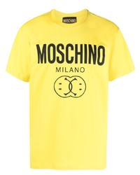 Мужская желтая футболка с круглым вырезом с принтом от Moschino