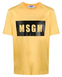 Мужская желтая футболка с круглым вырезом с принтом от MSGM