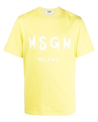 Мужская желтая футболка с круглым вырезом с принтом от MSGM