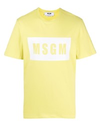 Мужская желтая футболка с круглым вырезом с принтом от MSGM