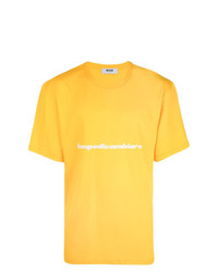 Мужская желтая футболка с круглым вырезом с принтом от MSGM