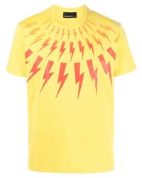 Мужская желтая футболка с круглым вырезом с принтом от Neil Barrett