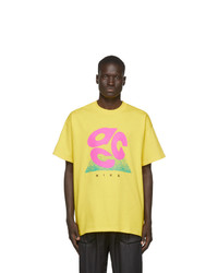 Мужская желтая футболка с круглым вырезом с принтом от Nike
