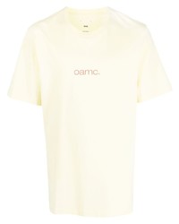 Мужская желтая футболка с круглым вырезом с принтом от Oamc