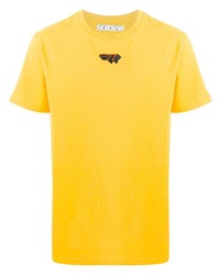 Мужская желтая футболка с круглым вырезом с принтом от Off-White