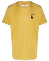 Мужская желтая футболка с круглым вырезом с принтом от Off-White