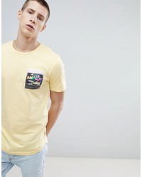Мужская желтая футболка с круглым вырезом с принтом от ONLY & SONS