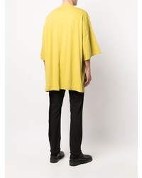 Мужская желтая футболка с круглым вырезом с принтом от Rick Owens DRKSHDW