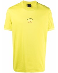 Мужская желтая футболка с круглым вырезом с принтом от Paul & Shark