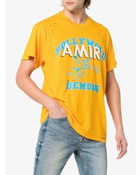 Мужская желтая футболка с круглым вырезом с принтом от Amiri