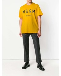 Мужская желтая футболка с круглым вырезом с принтом от MSGM