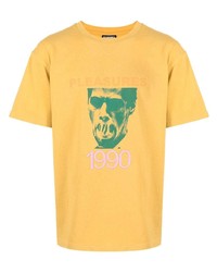 Мужская желтая футболка с круглым вырезом с принтом от Pleasures