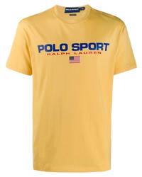 Мужская желтая футболка с круглым вырезом с принтом от Polo Ralph Lauren