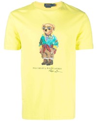 Мужская желтая футболка с круглым вырезом с принтом от Polo Ralph Lauren
