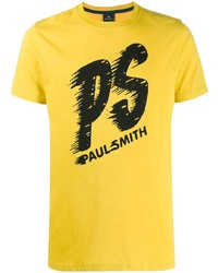 Мужская желтая футболка с круглым вырезом с принтом от PS Paul Smith