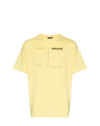 Мужская желтая футболка с круглым вырезом с принтом от Raf Simons