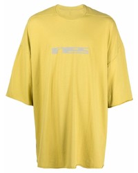 Мужская желтая футболка с круглым вырезом с принтом от Rick Owens DRKSHDW