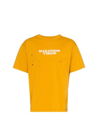 Мужская желтая футболка с круглым вырезом с принтом от Satisfy