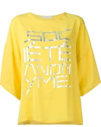Женская желтая футболка с круглым вырезом с принтом от Societe Anonyme