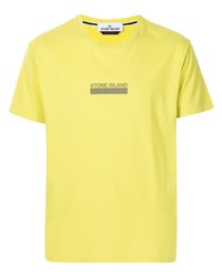 Мужская желтая футболка с круглым вырезом с принтом от Stone Island